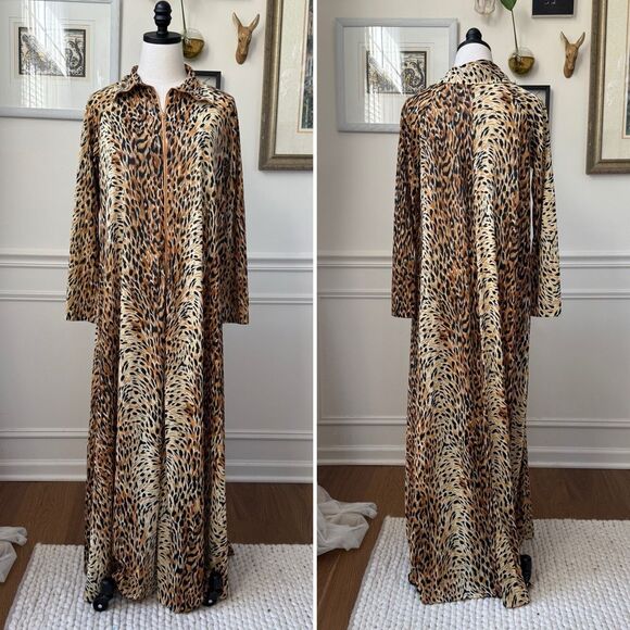 Vintage Other - Vintage 70s Elaine Skylar Cheetah Print Muumuu Kaftan Caftan Half Zip M